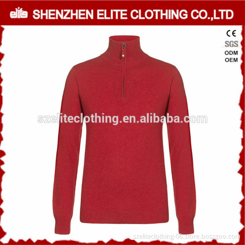 Fashionable Custom Mens Plain Mock Neck Sweaters in Red